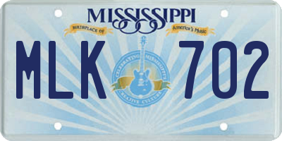 MS license plate MLK702