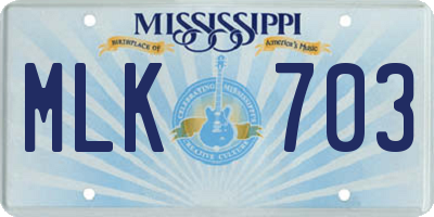 MS license plate MLK703