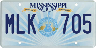 MS license plate MLK705