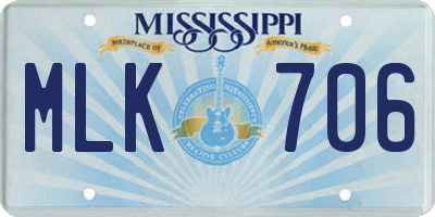 MS license plate MLK706