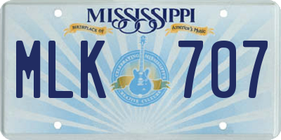 MS license plate MLK707