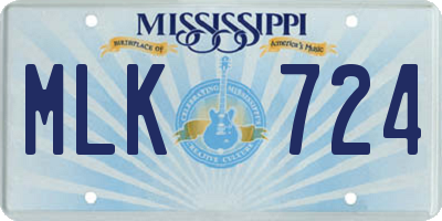 MS license plate MLK724
