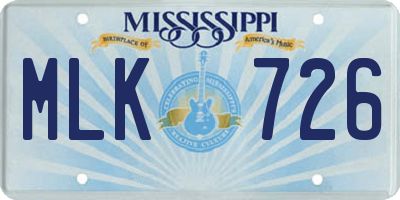 MS license plate MLK726