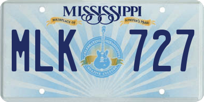MS license plate MLK727