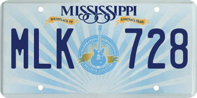 MS license plate MLK728