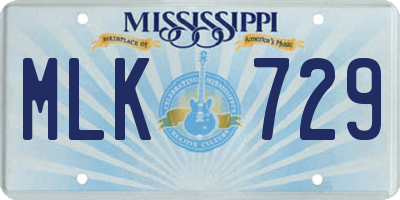 MS license plate MLK729