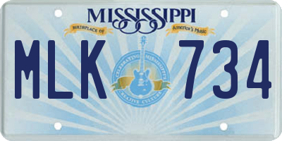 MS license plate MLK734
