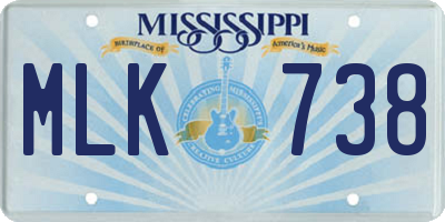 MS license plate MLK738