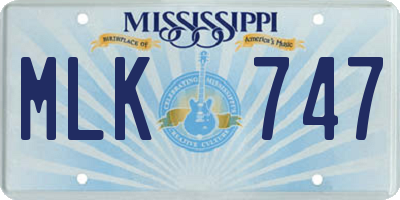 MS license plate MLK747