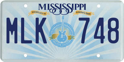 MS license plate MLK748