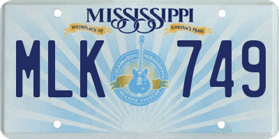 MS license plate MLK749