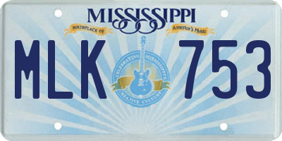 MS license plate MLK753