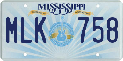 MS license plate MLK758