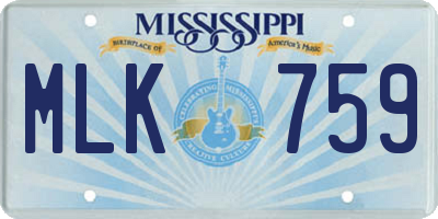MS license plate MLK759