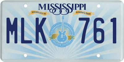 MS license plate MLK761