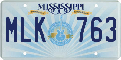 MS license plate MLK763