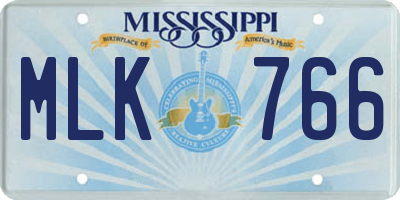 MS license plate MLK766