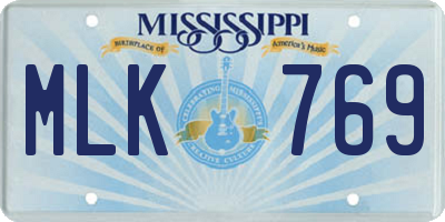 MS license plate MLK769