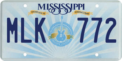 MS license plate MLK772