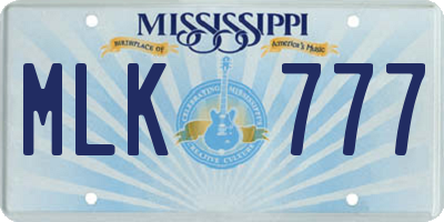 MS license plate MLK777