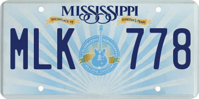 MS license plate MLK778