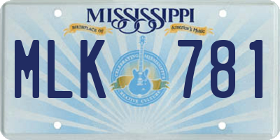 MS license plate MLK781