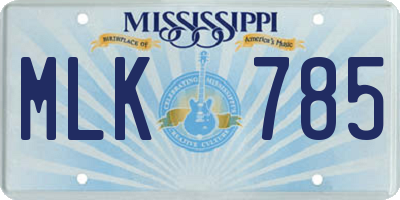 MS license plate MLK785