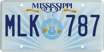 MS license plate MLK787