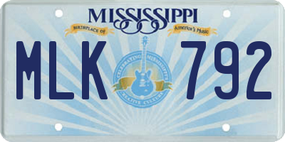 MS license plate MLK792