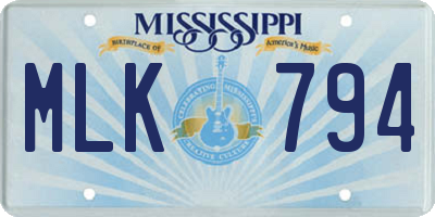 MS license plate MLK794