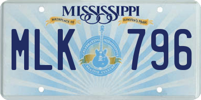 MS license plate MLK796