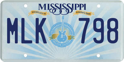 MS license plate MLK798