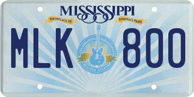 MS license plate MLK800