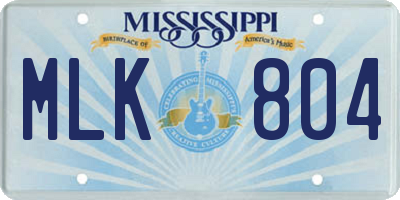 MS license plate MLK804