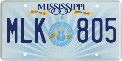 MS license plate MLK805