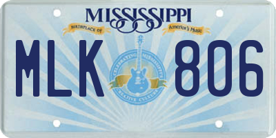 MS license plate MLK806