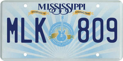 MS license plate MLK809