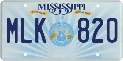 MS license plate MLK820
