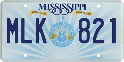 MS license plate MLK821