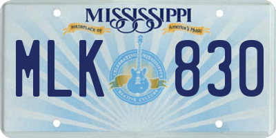 MS license plate MLK830