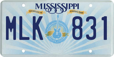 MS license plate MLK831