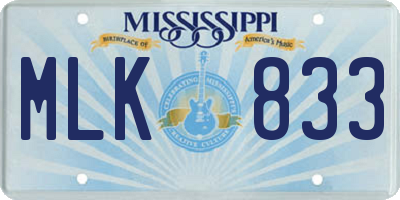 MS license plate MLK833