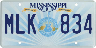 MS license plate MLK834