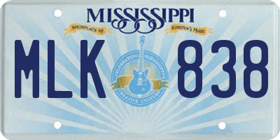 MS license plate MLK838