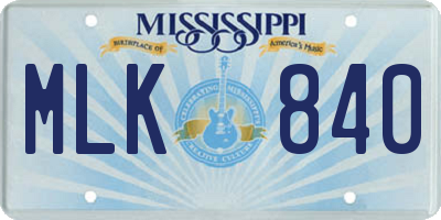 MS license plate MLK840
