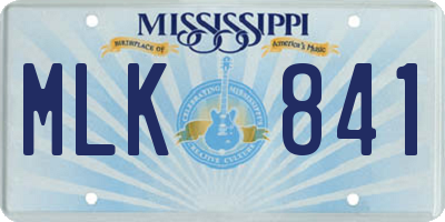 MS license plate MLK841