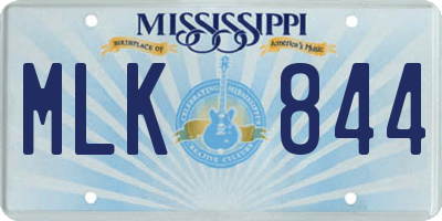 MS license plate MLK844