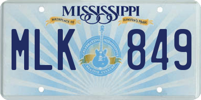MS license plate MLK849