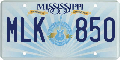MS license plate MLK850