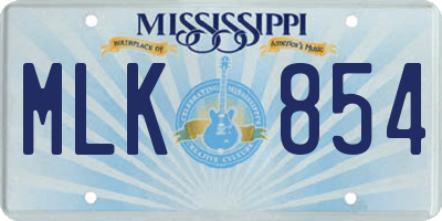 MS license plate MLK854